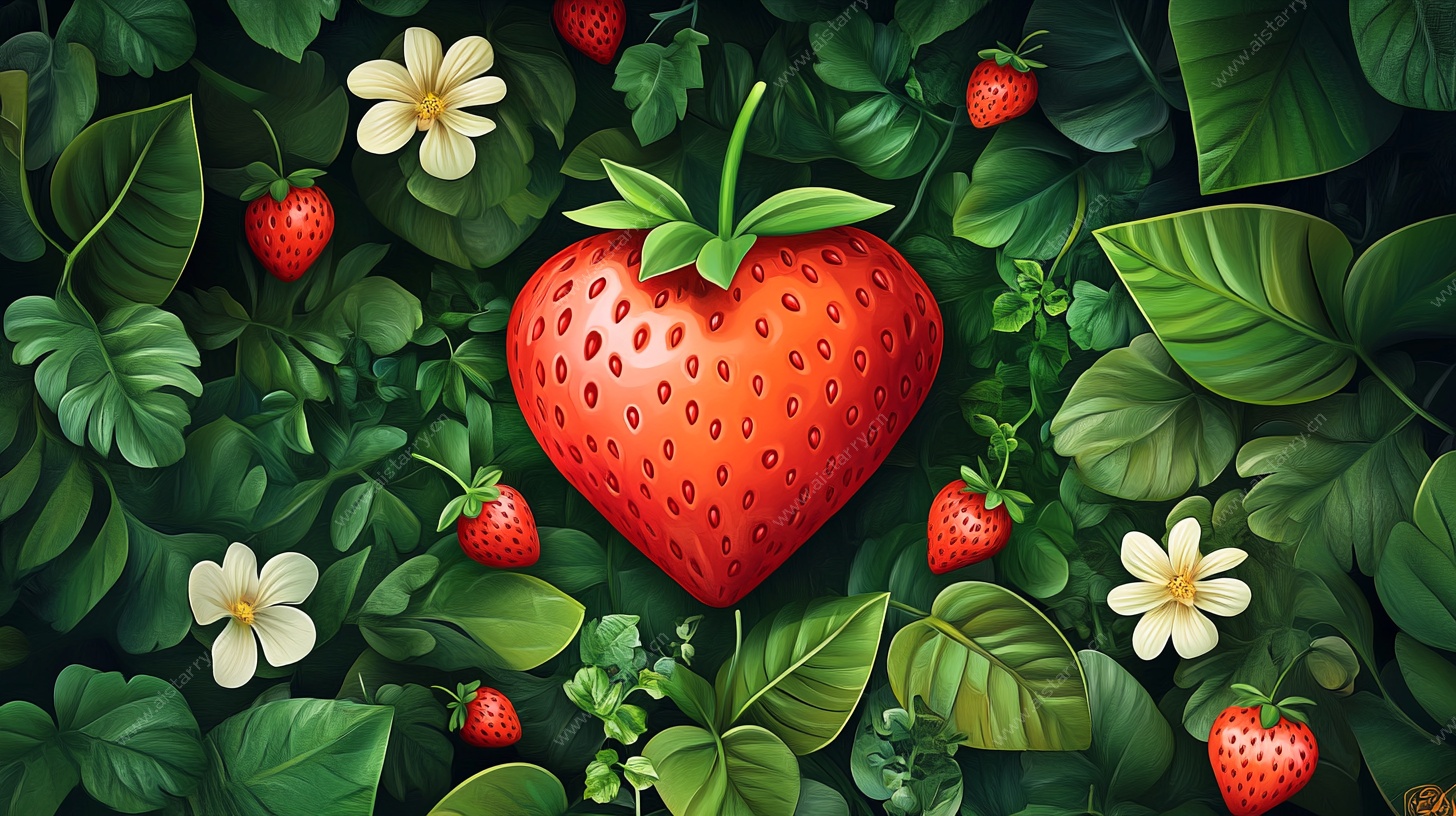 心形草莓的田园梦幻图景