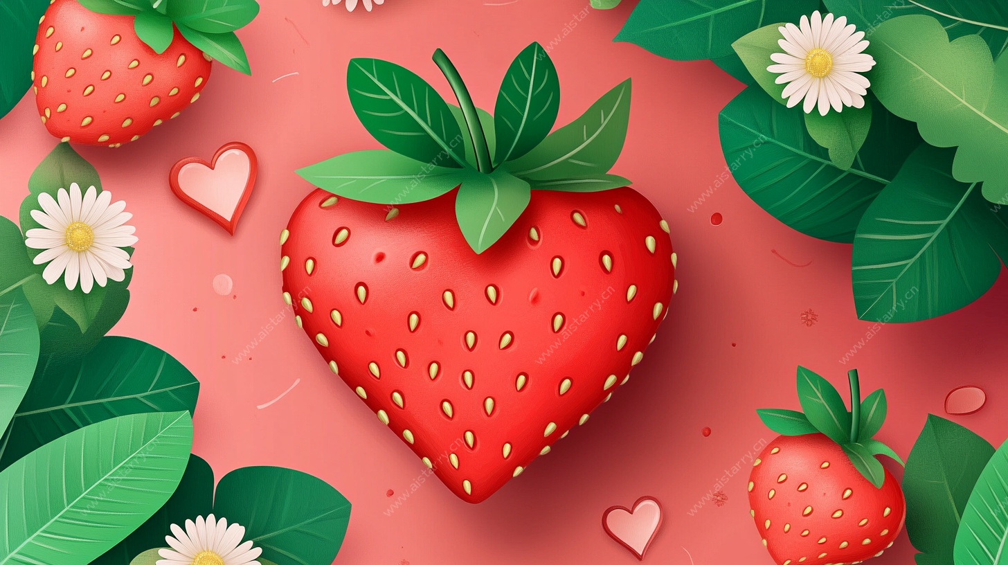 爱心草莓插画