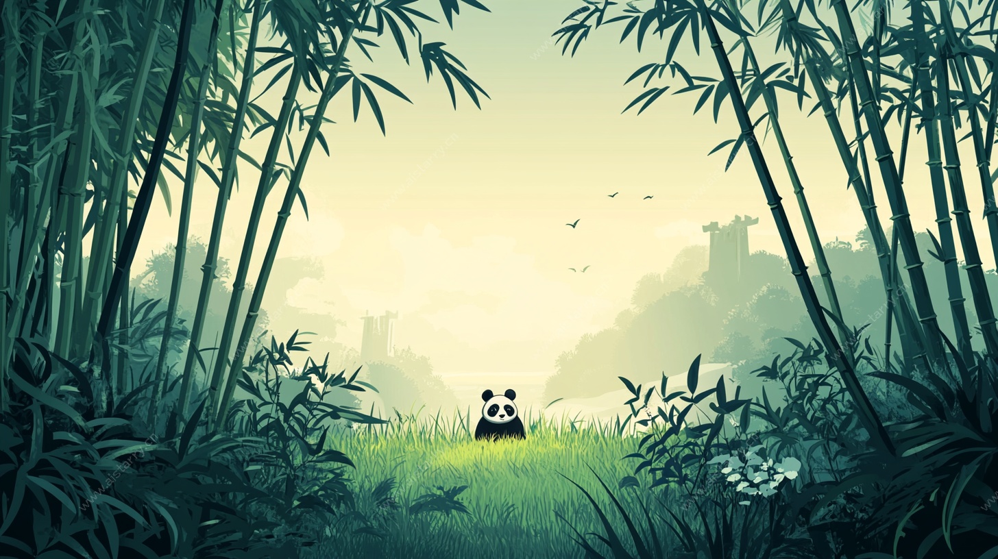 竹林中的熊猫静谧场景