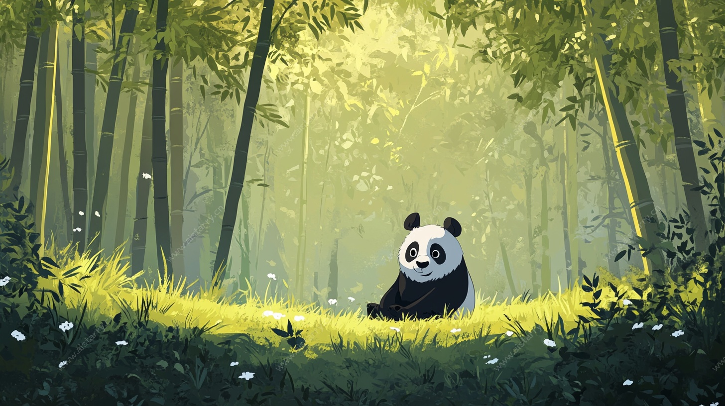 竹林中的熊猫静谧时光