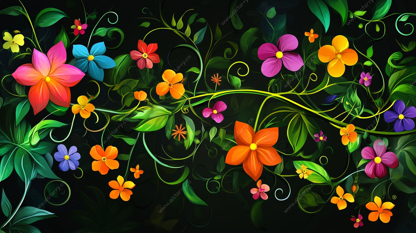 绚丽花卉藤蔓装饰图案