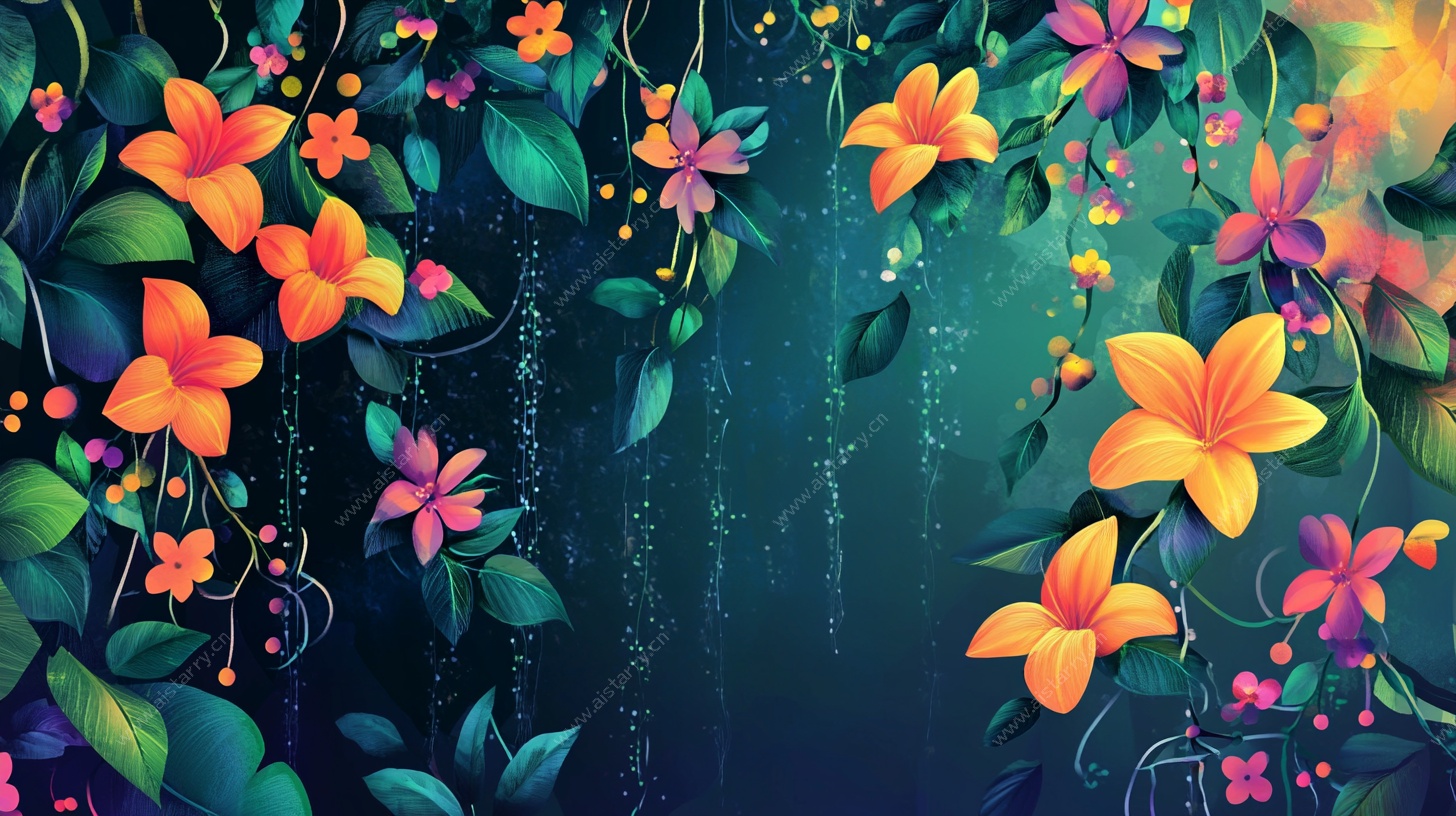 梦幻花卉藤蔓背景图