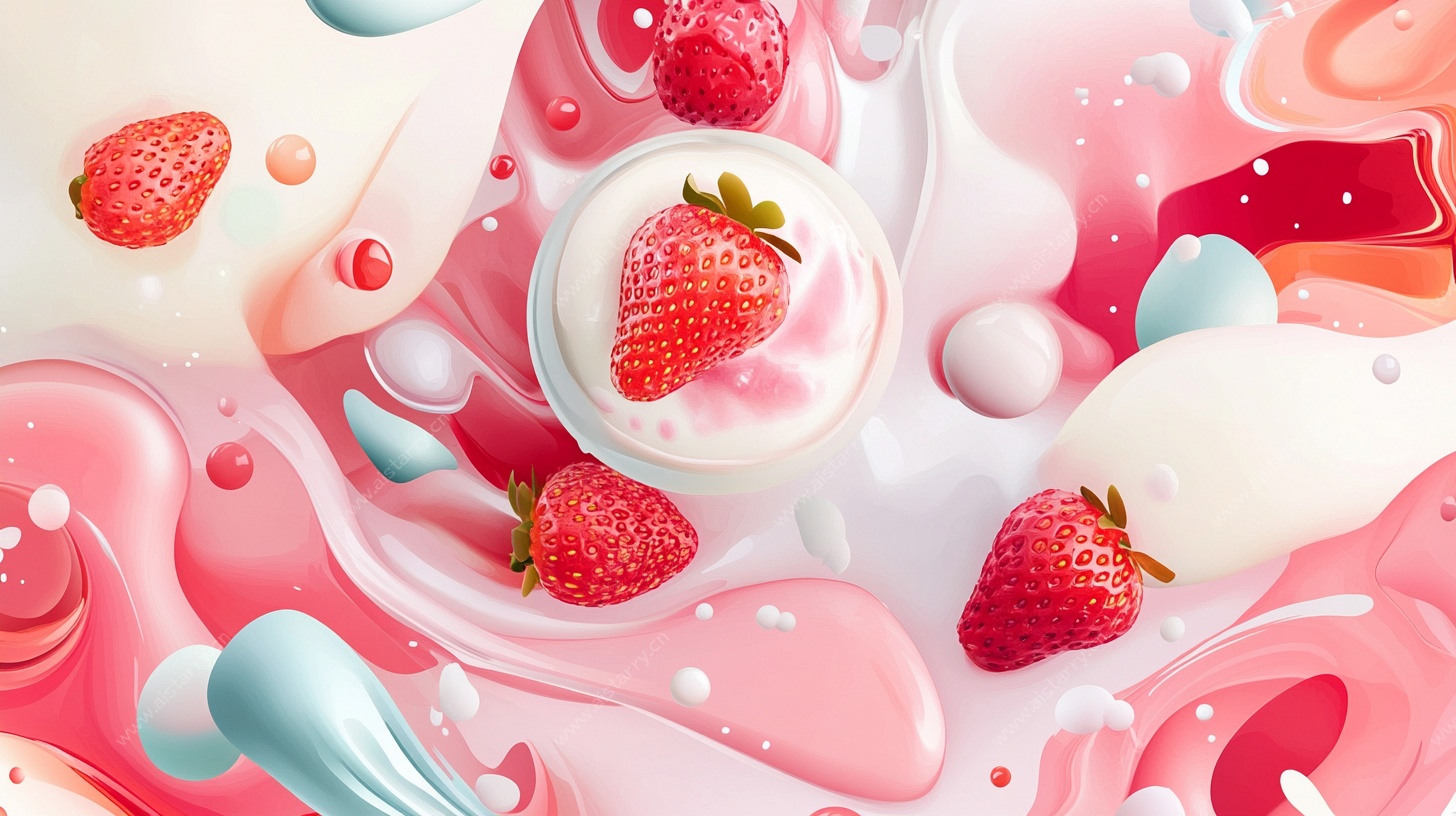 草莓酸奶梦幻流体画面