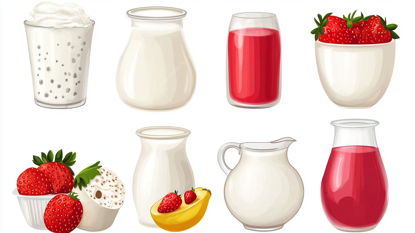 多样美味奶制品与鲜果组合