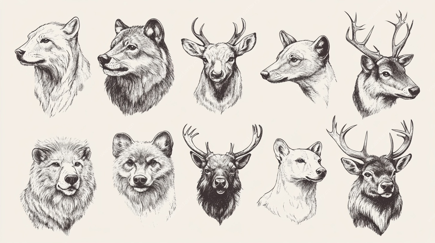 动物头像手绘集合