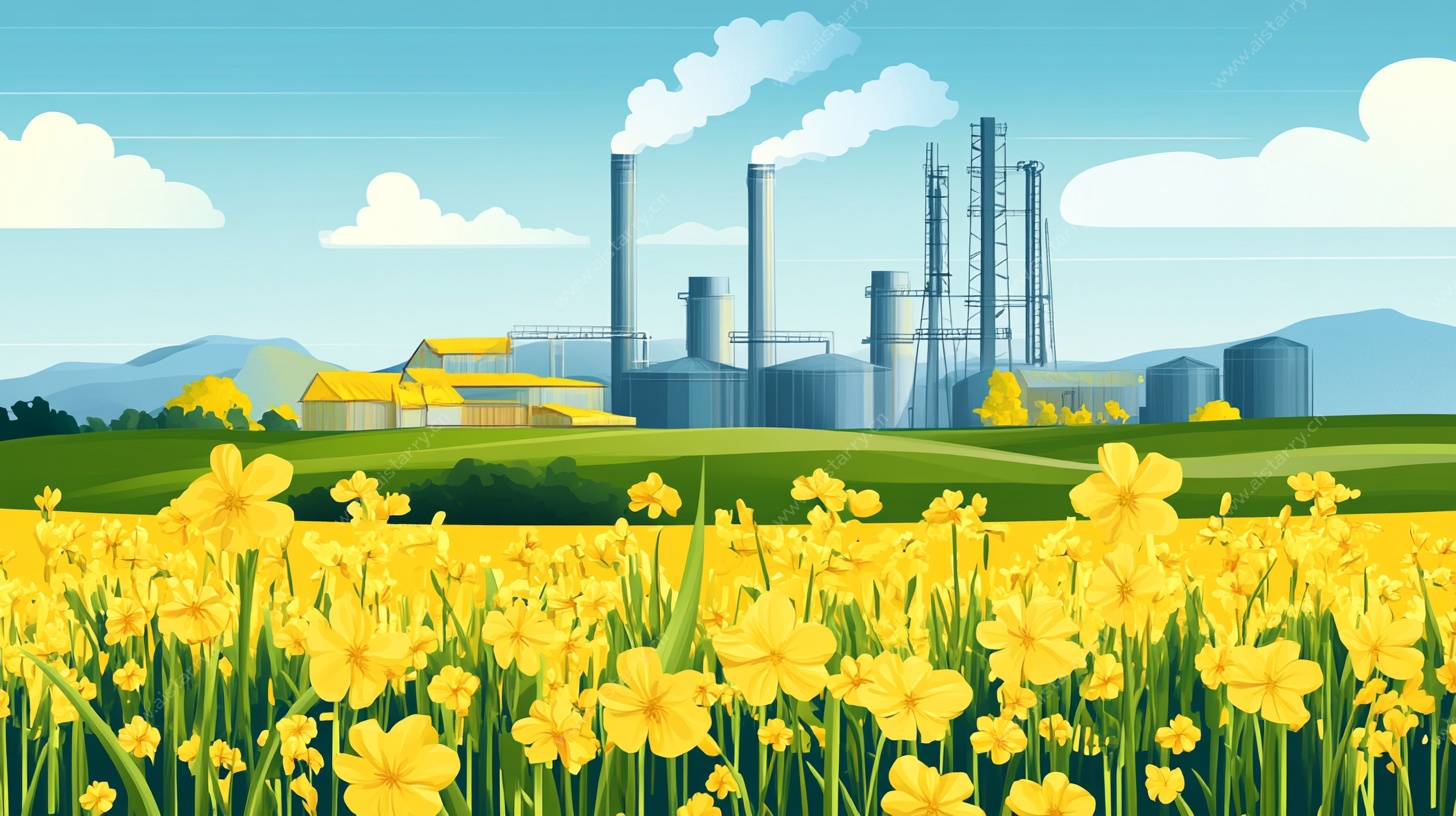 花海旁的工业风景