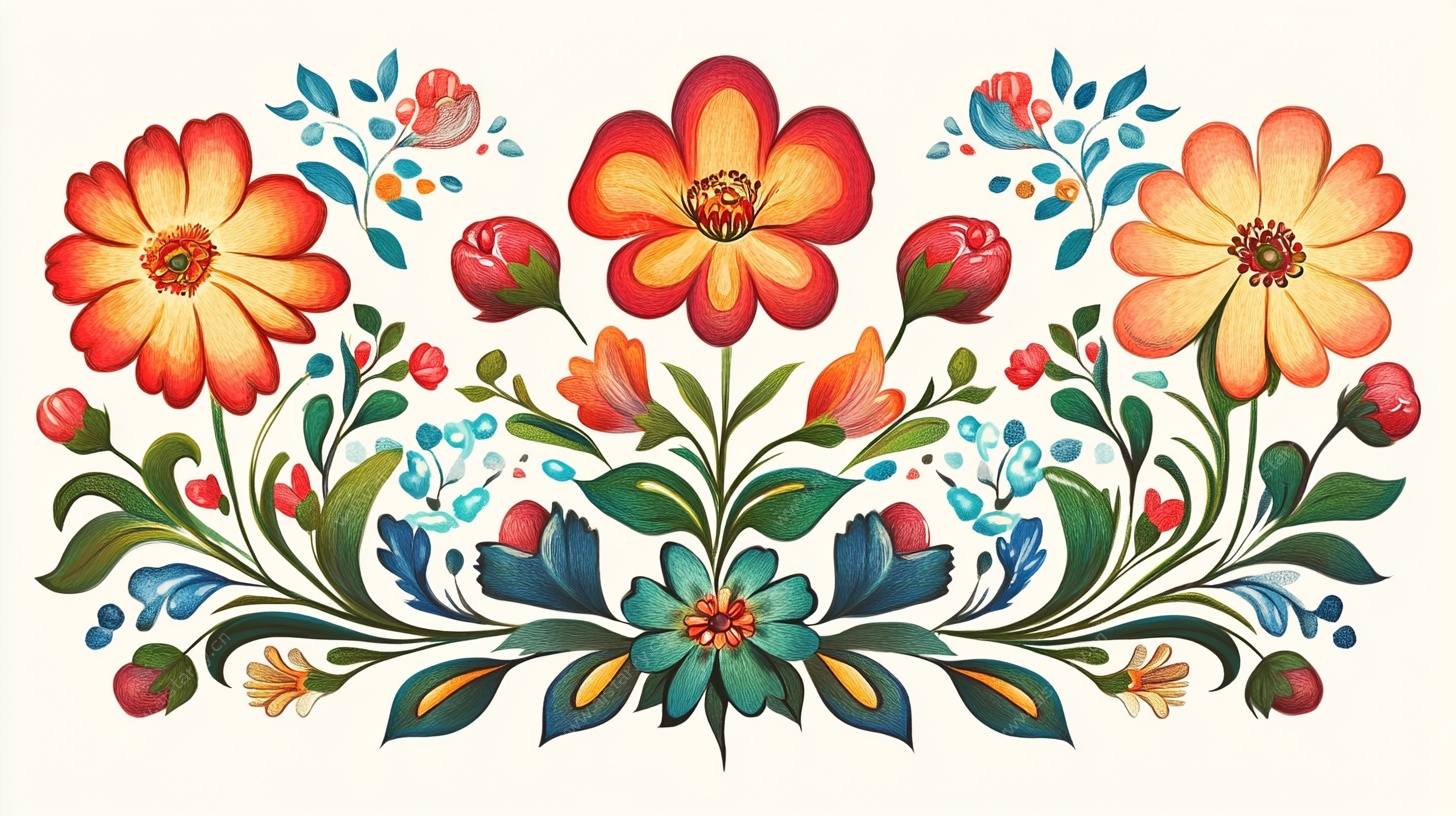 复古花卉边框图案设计