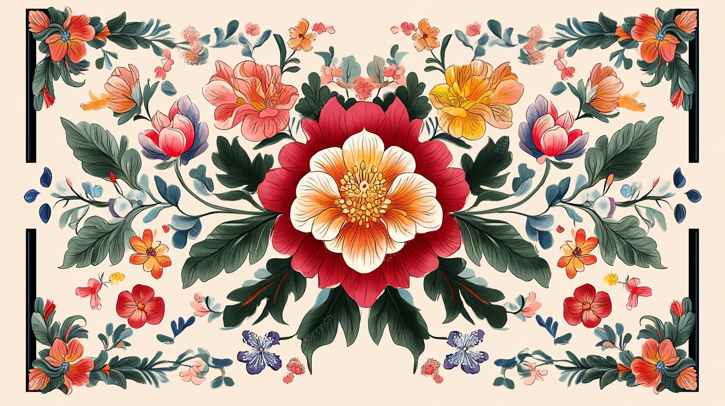 中式花卉图案装饰画