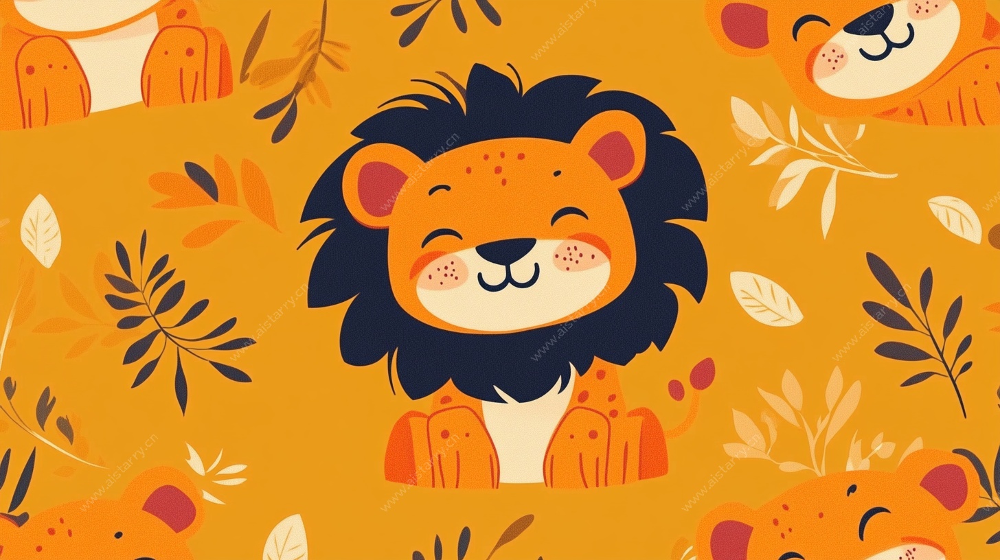 可爱狮子卡通图案背景
