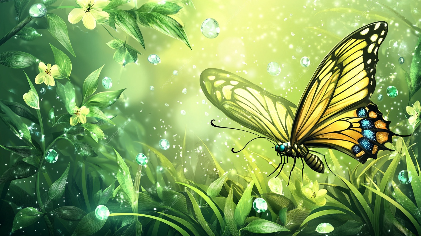 梦幻蝴蝶在绿意中飞舞