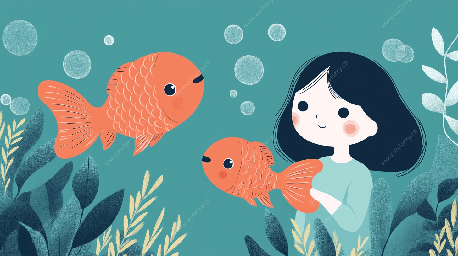 女孩与金鱼的奇幻水下邂逅