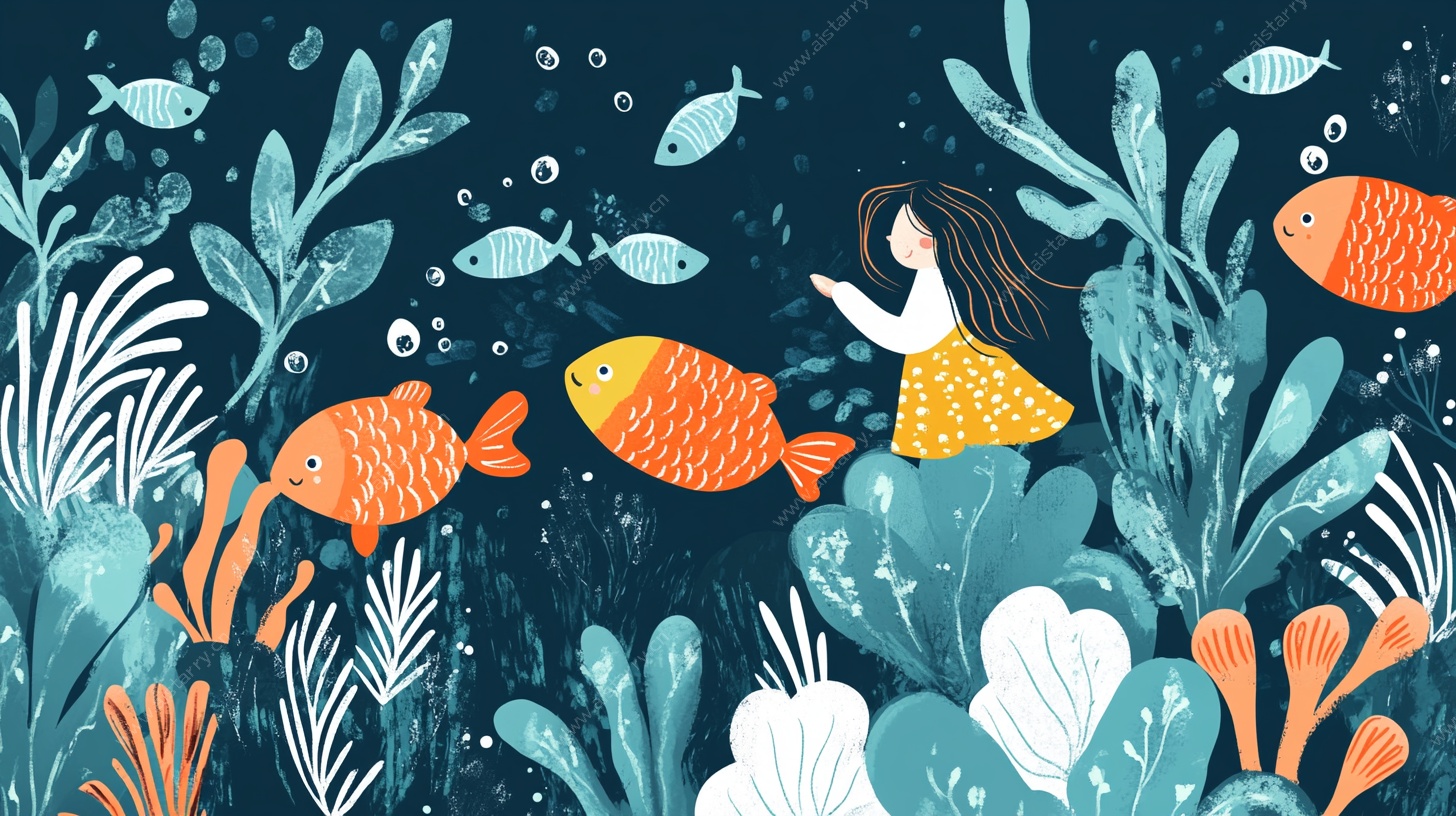 女孩与金鱼的海底奇遇