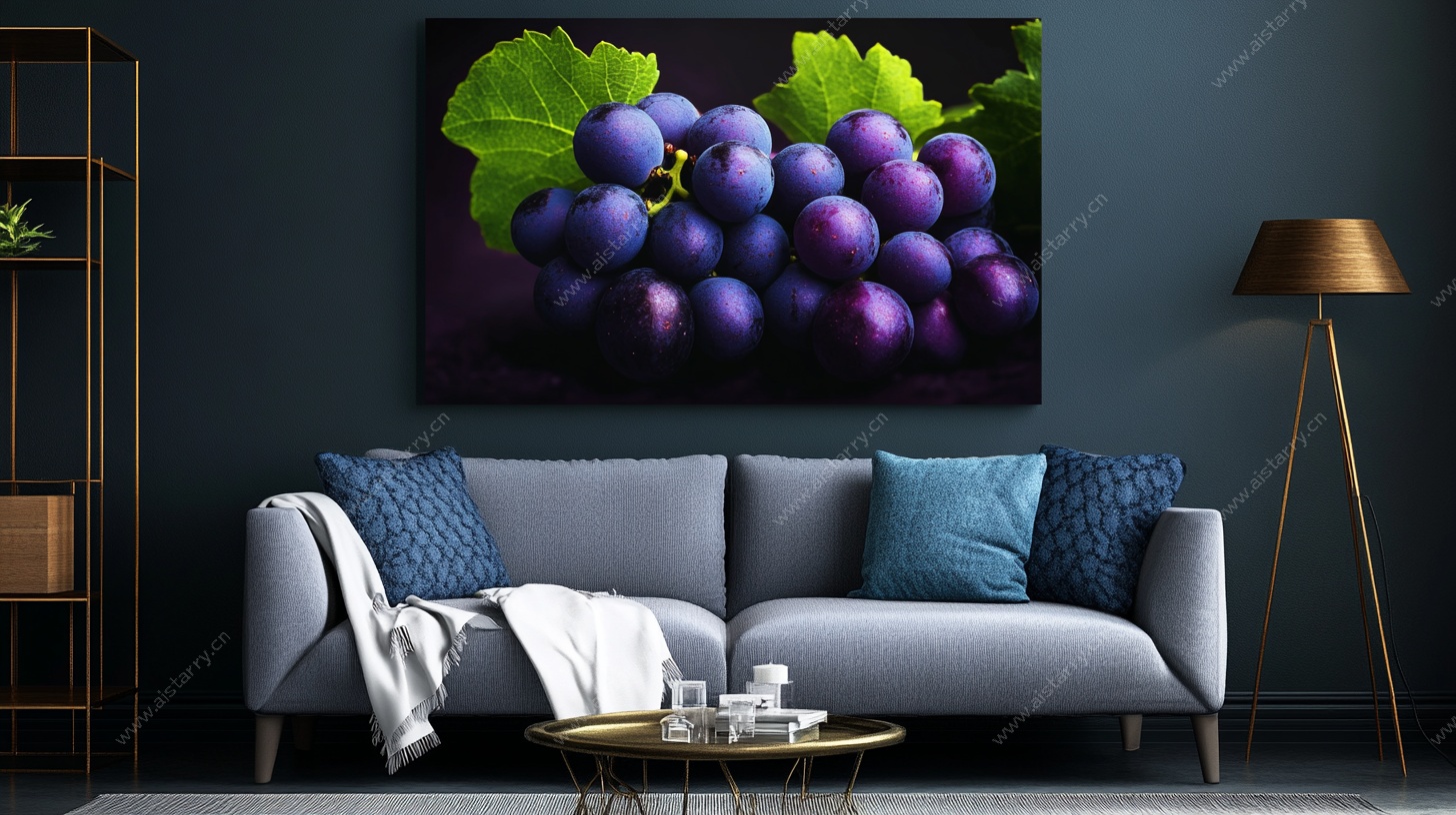 客厅葡萄挂画装饰图