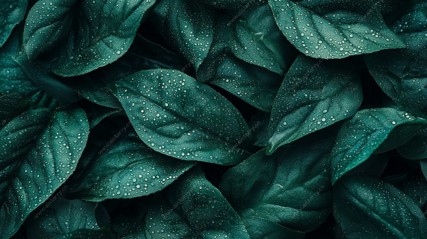 翠绿叶片上的晶莹水珠