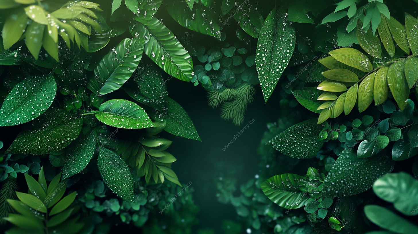 翠绿叶片上的晶莹水珠
