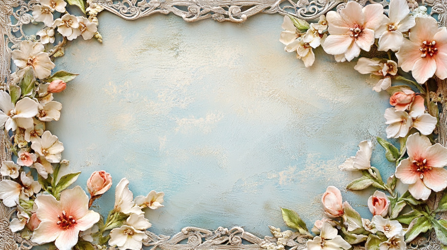 复古花卉边框装饰画