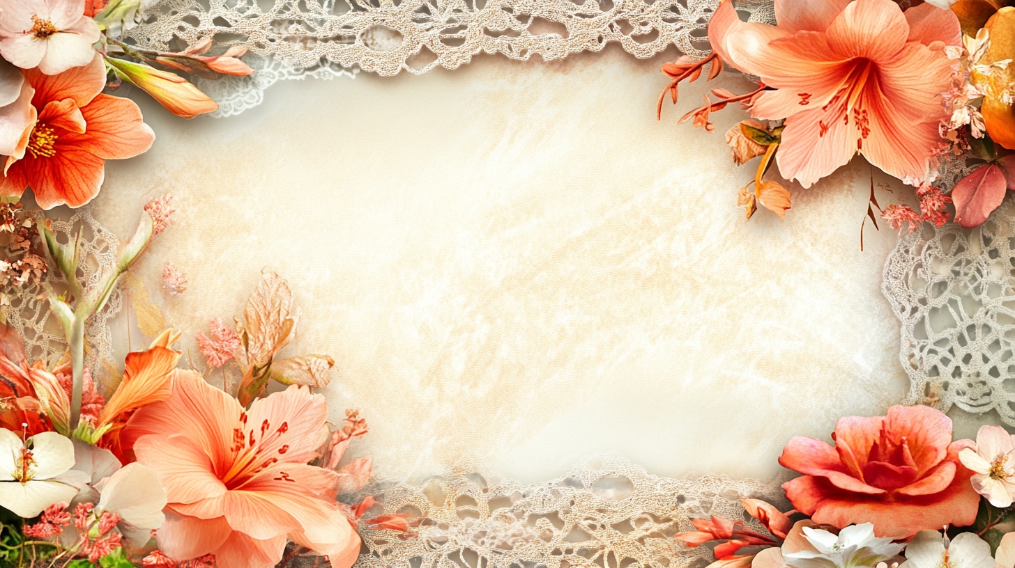 花卉蕾丝边框装饰背景图