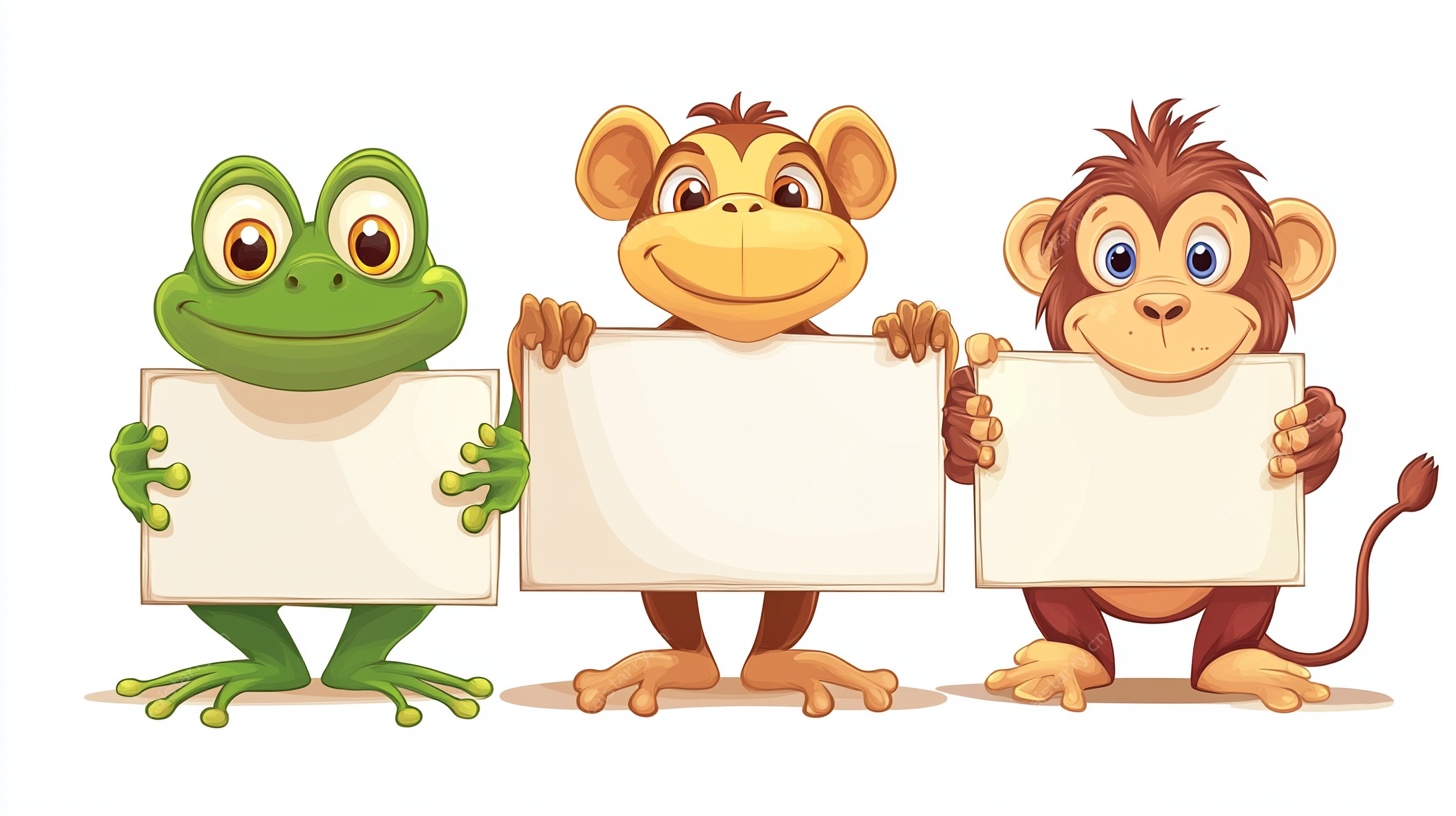 动物举牌萌趣插画