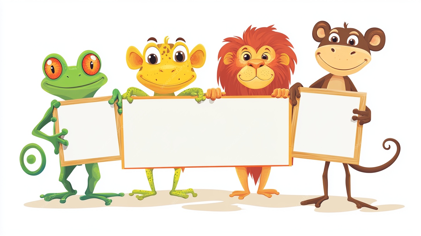 动物们手持空白广告牌