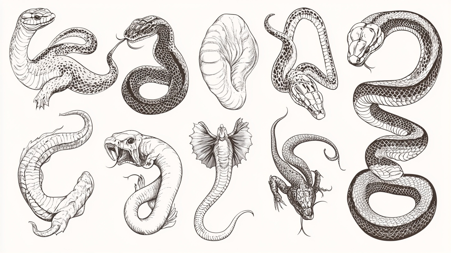 蛇类手绘插画集合