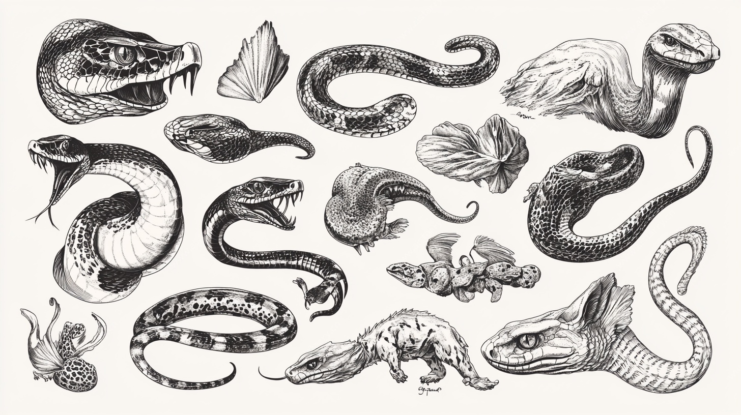 手绘蛇类插画集合