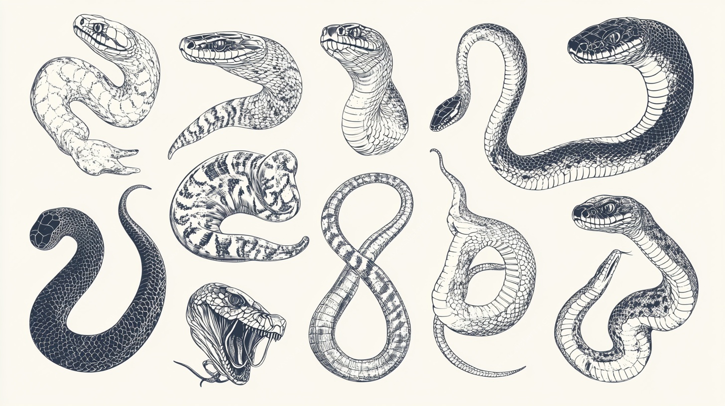 手绘蛇类图案集合