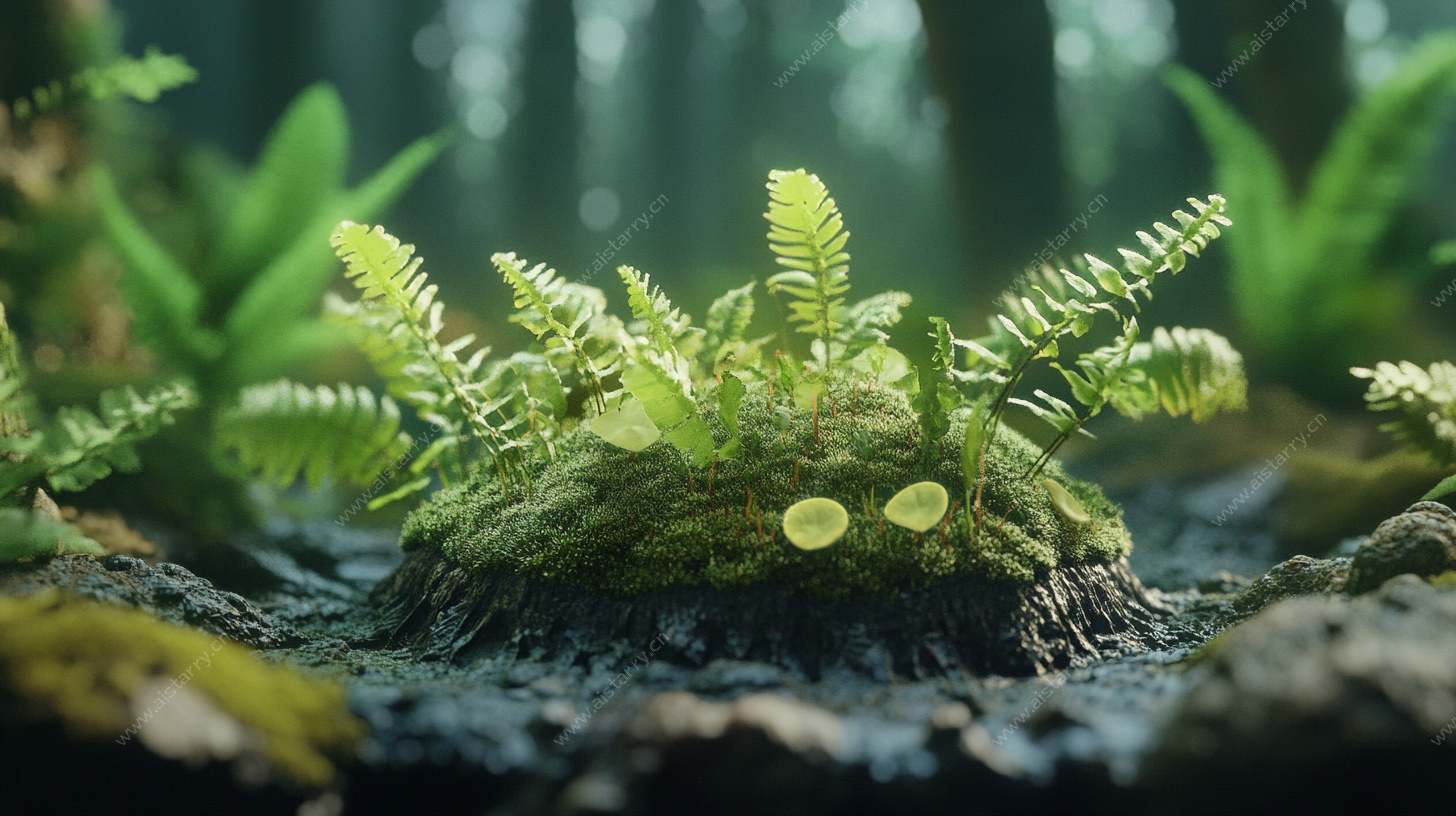 森林中的蕨类植物景观