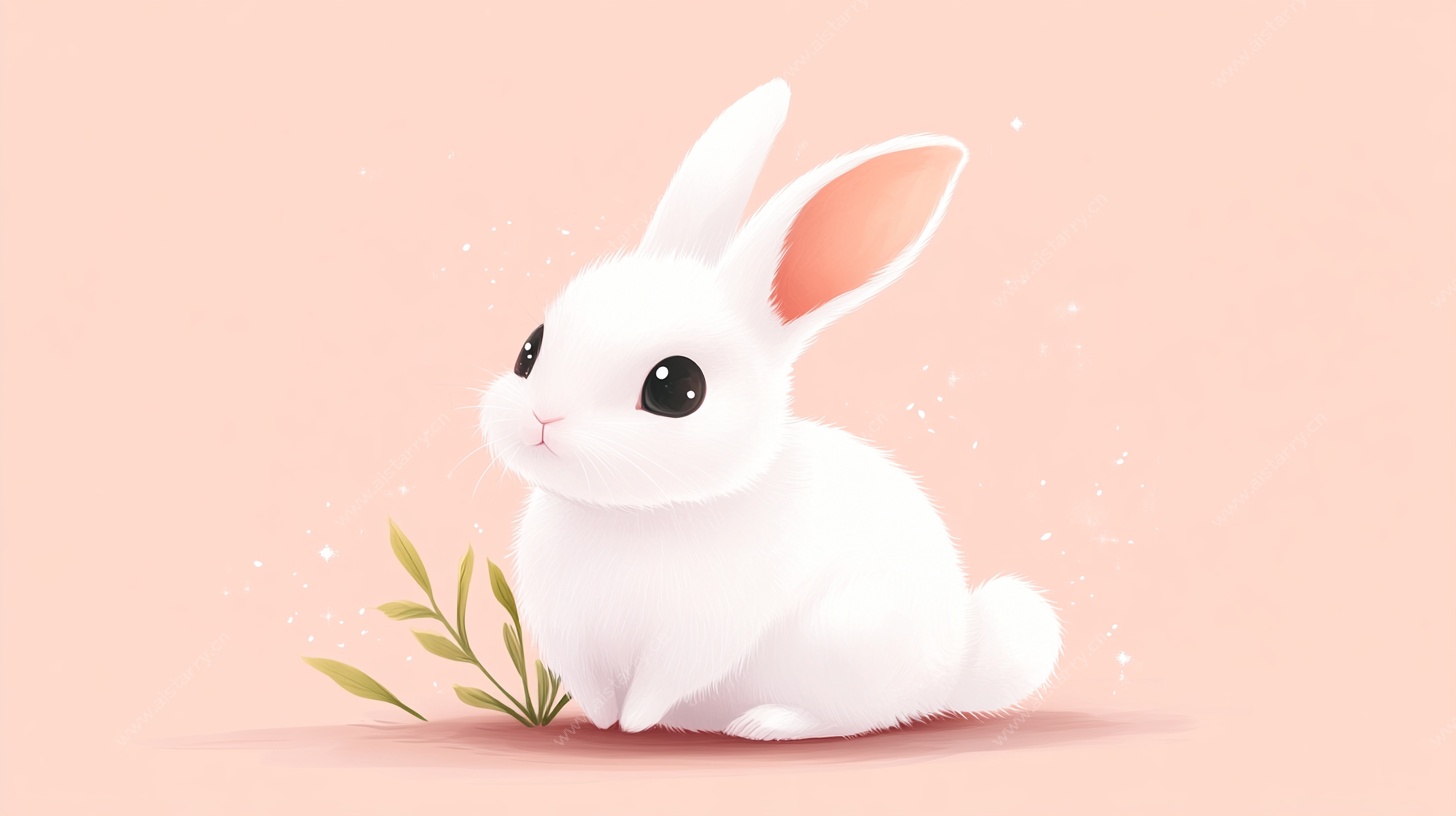 可爱白兔萌态插画