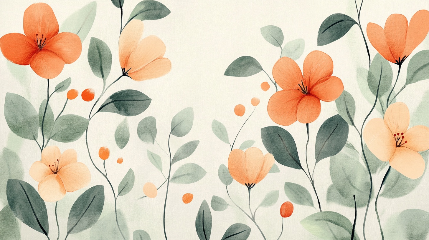 清新花卉插画背景图
