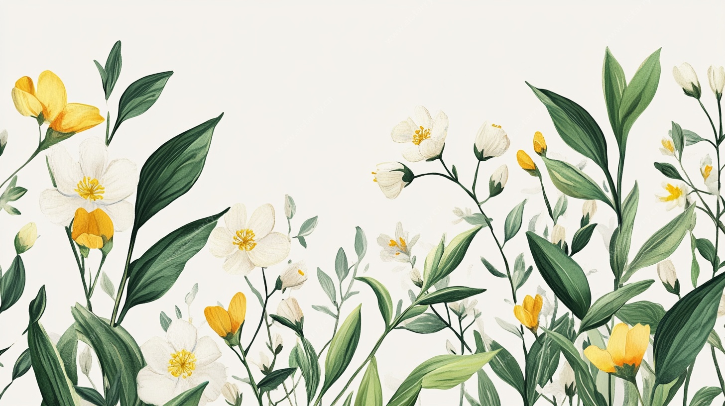 清新花卉边框插画