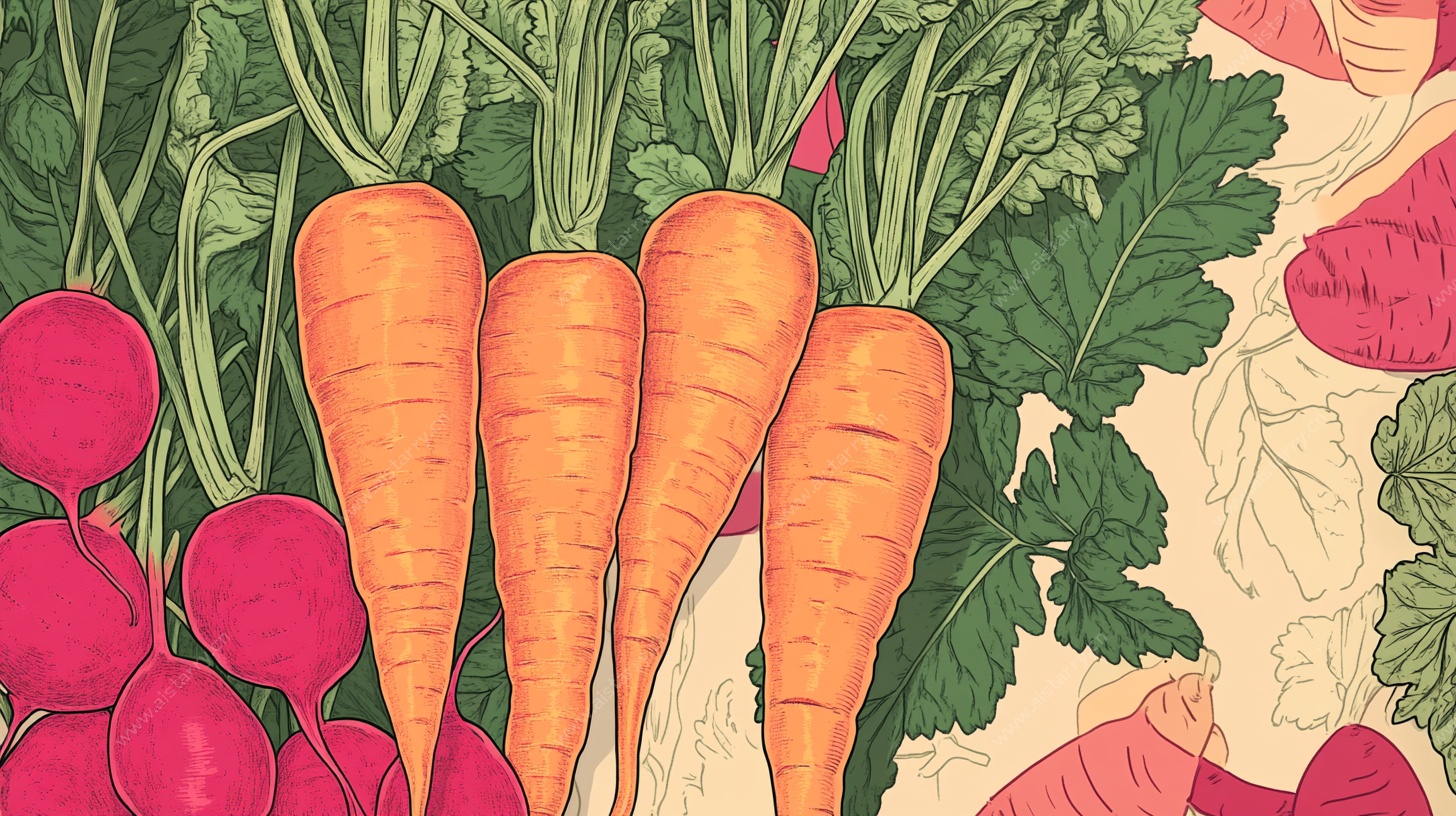 胡萝卜与萝卜的插画组合
