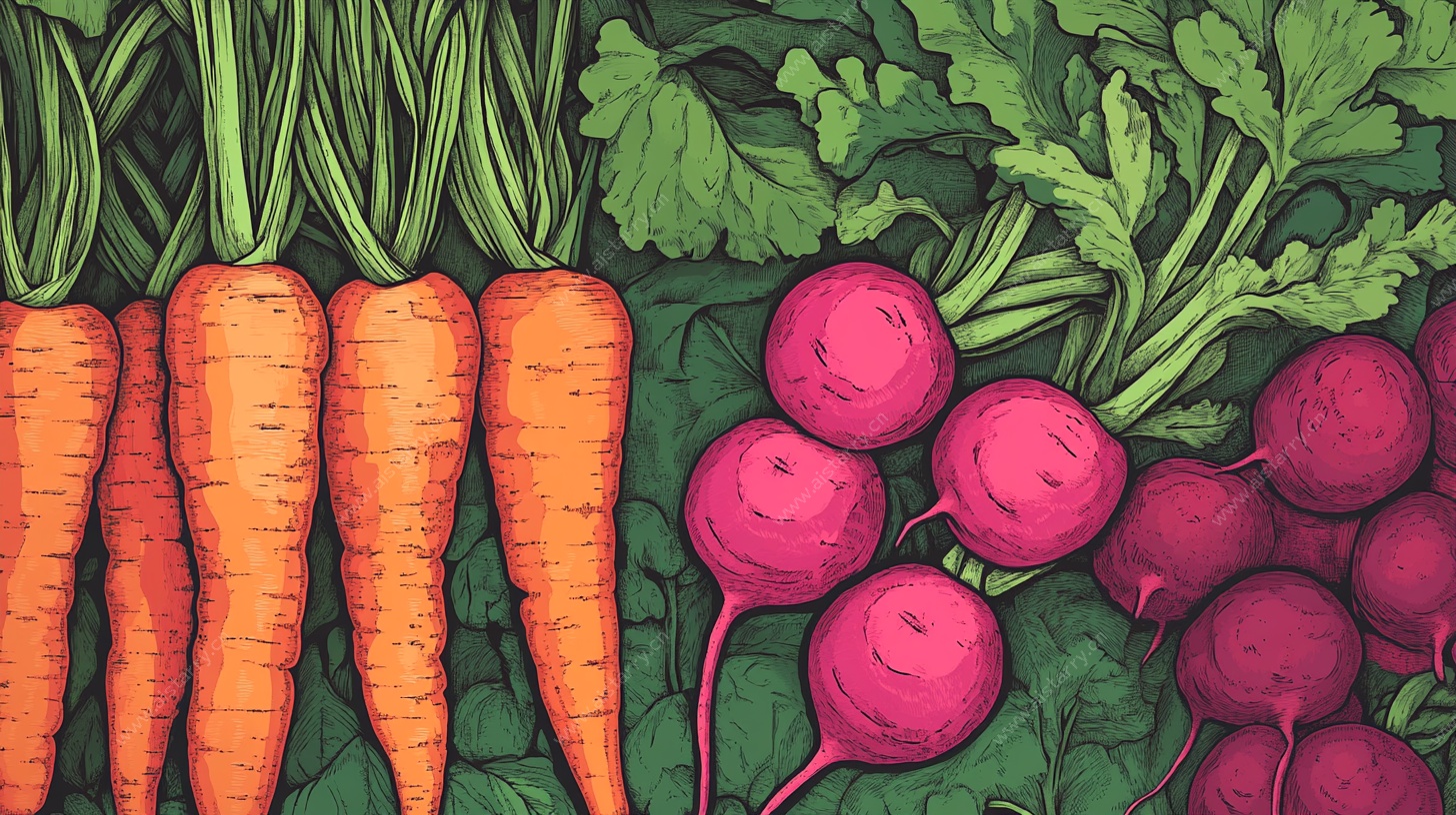 胡萝卜与萝卜插画