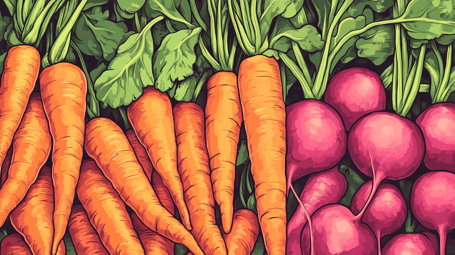 胡萝卜与萝卜插画