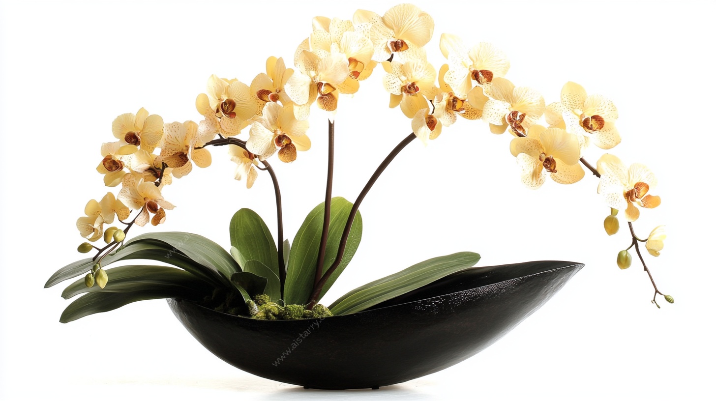 黄色蝴蝶兰盆栽静物图