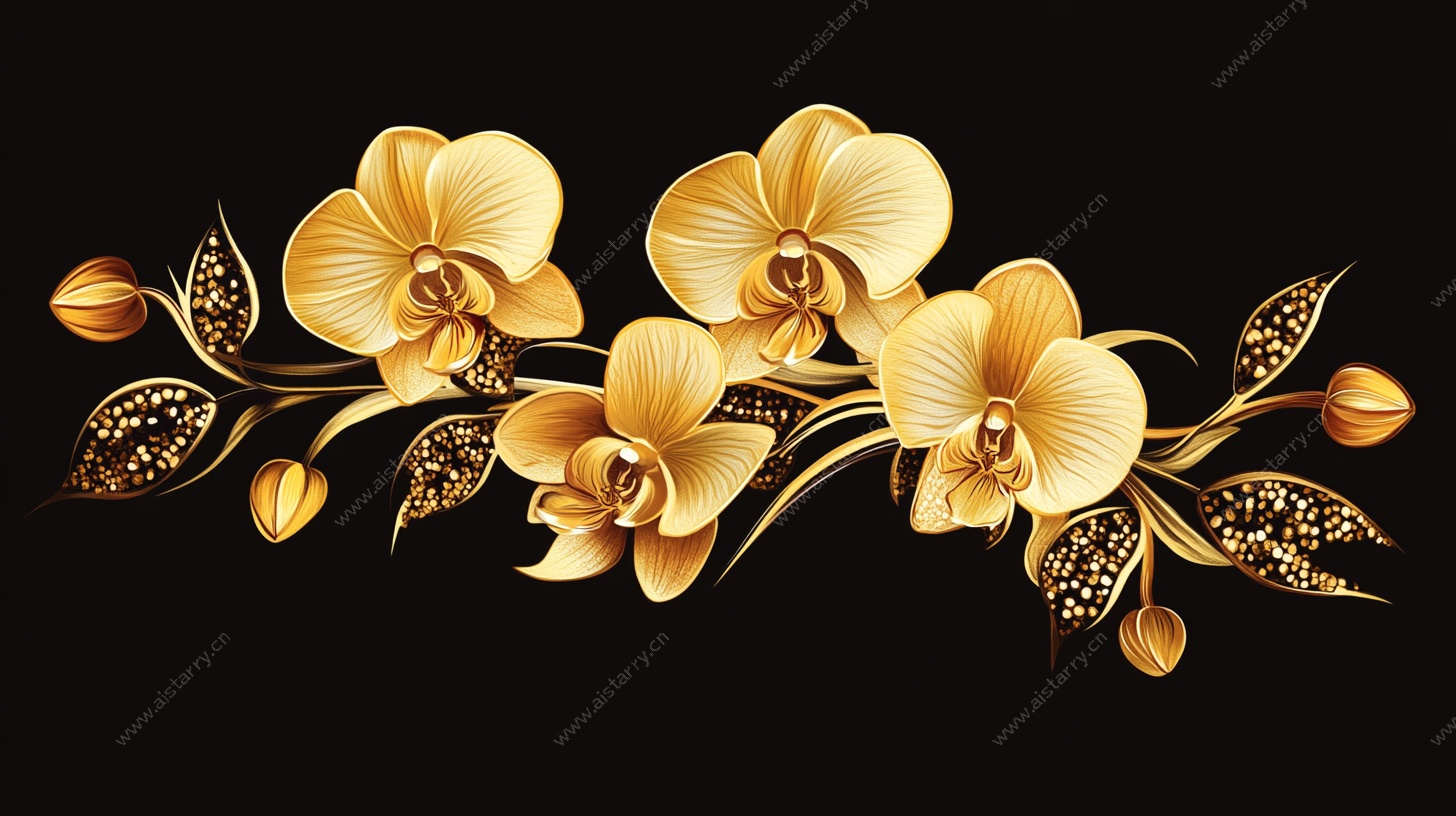 金色兰花装饰图案