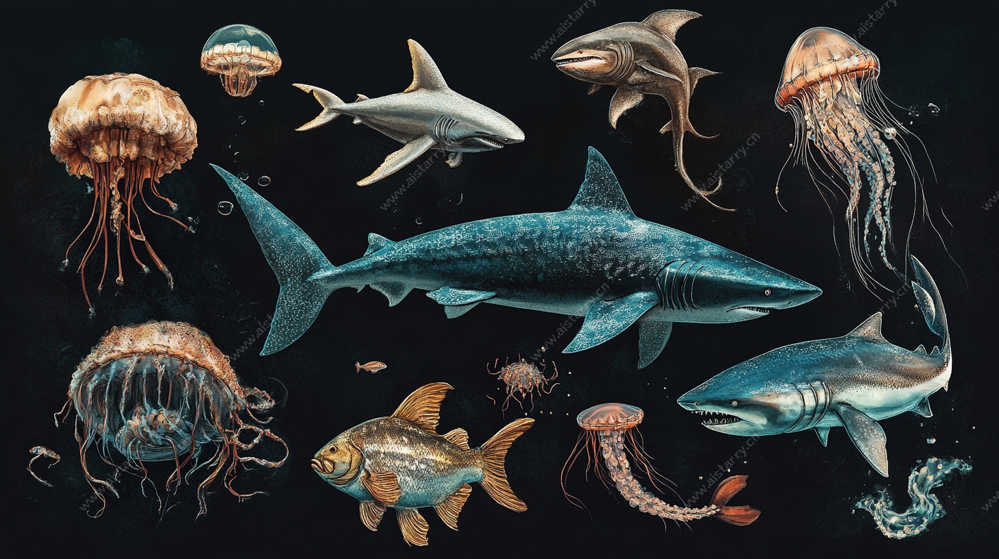 海洋生物插画集合