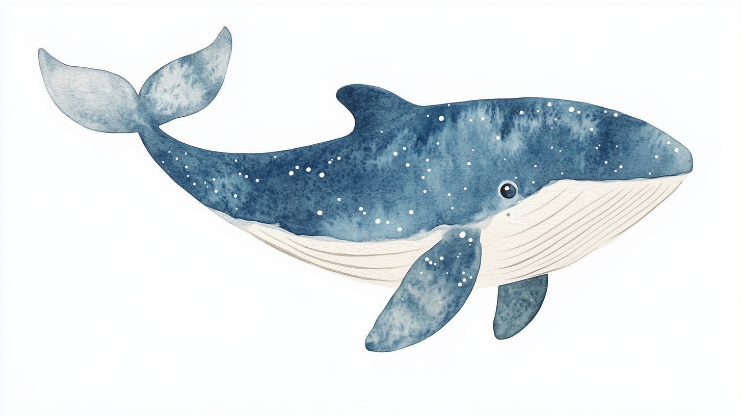 蓝色星空鲸鱼插画