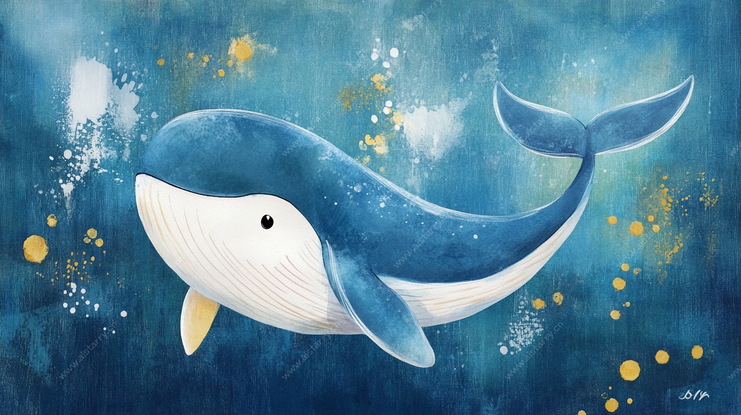 蓝色梦幻鲸鱼插画