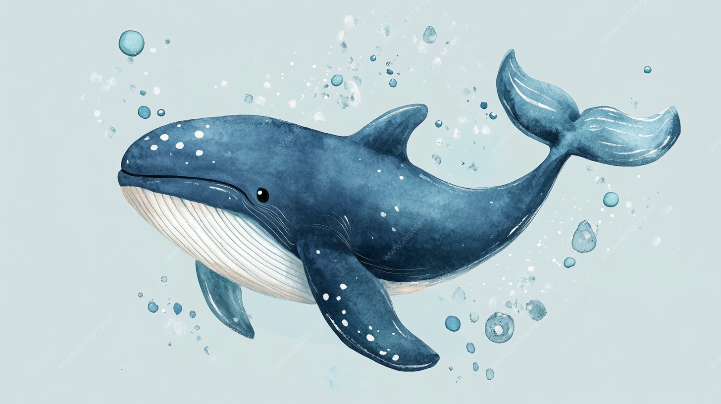 蓝色梦幻鲸鱼插画