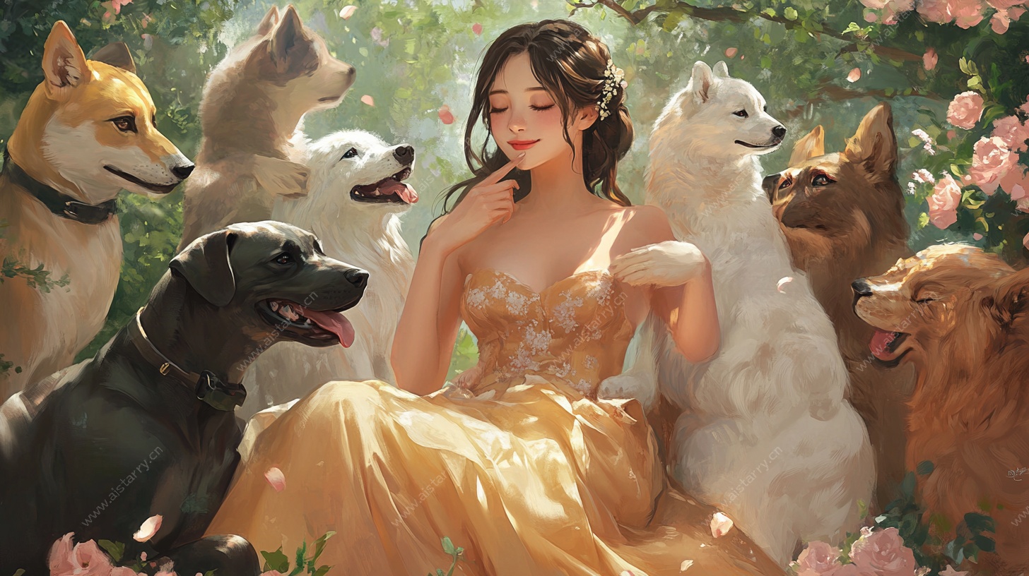 少女与群犬的梦幻场景