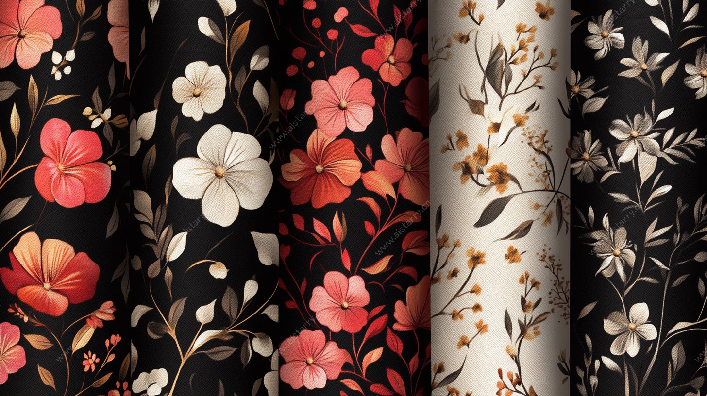 复古花卉图案布料展示