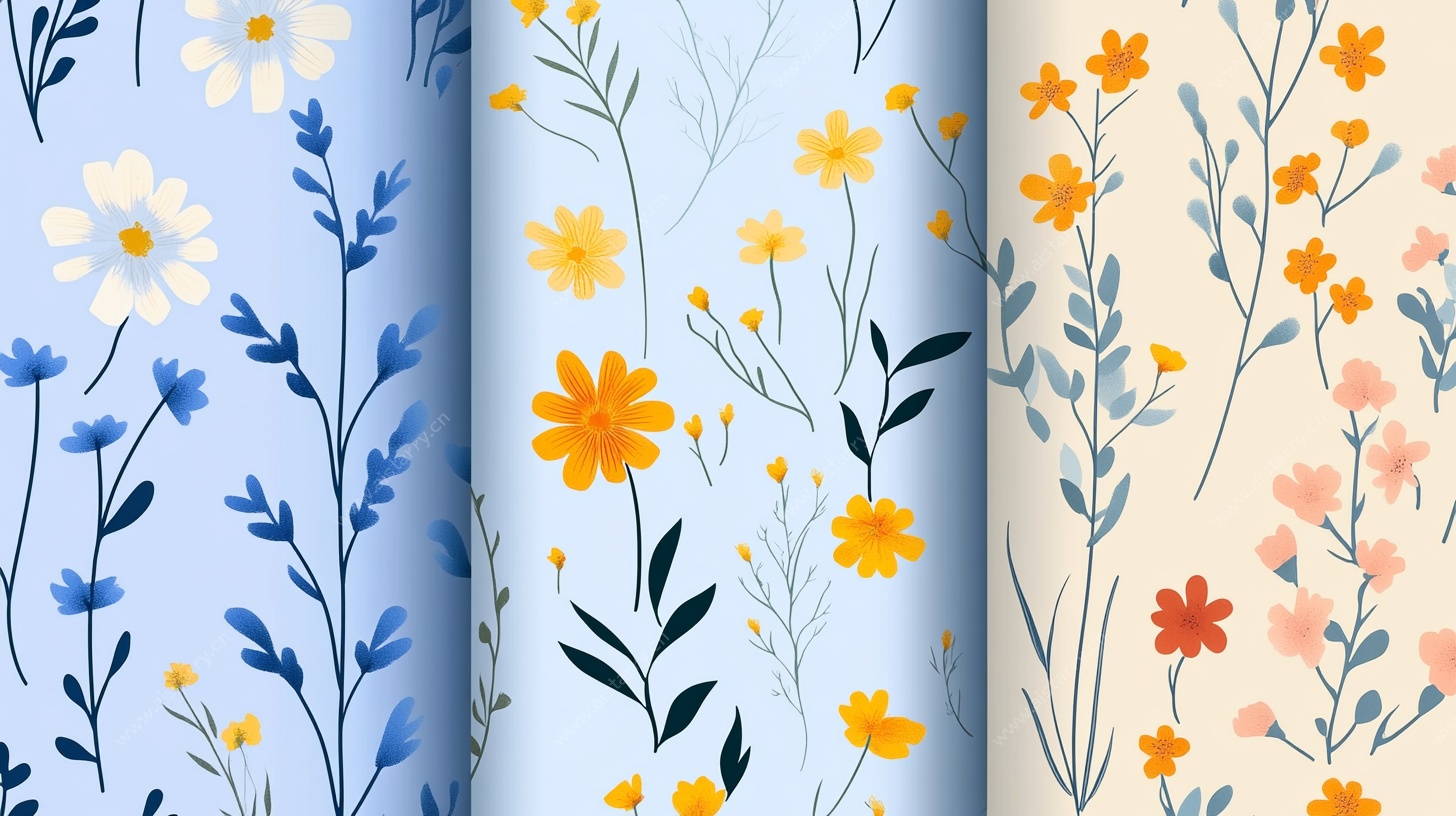 清新花卉无缝背景图案