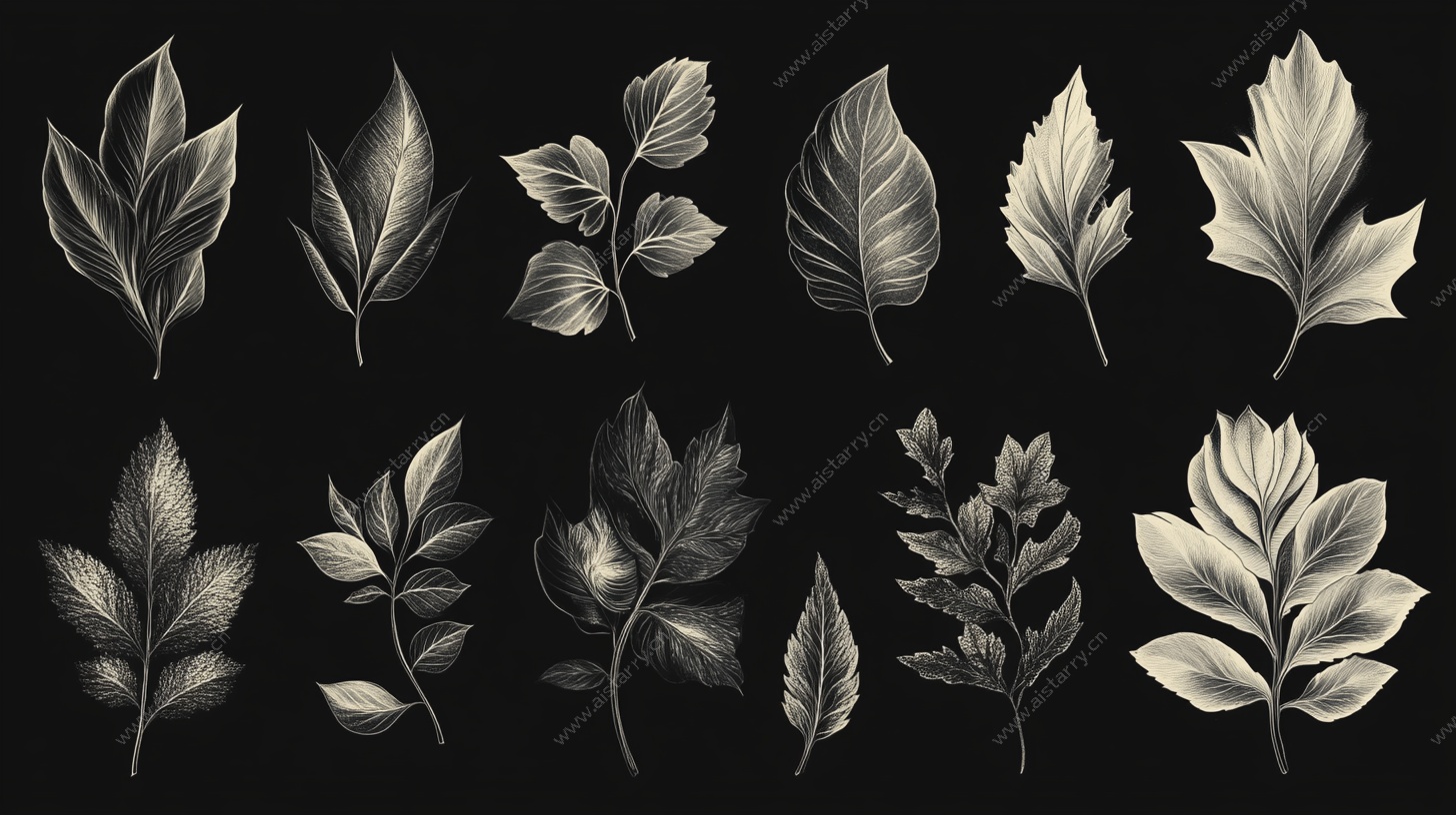 手绘叶片集合