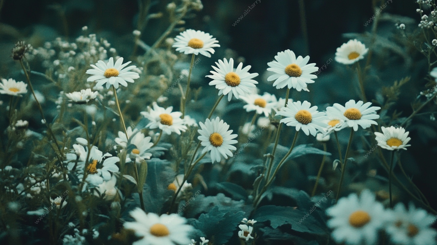 小雏菊的清新花丛景致