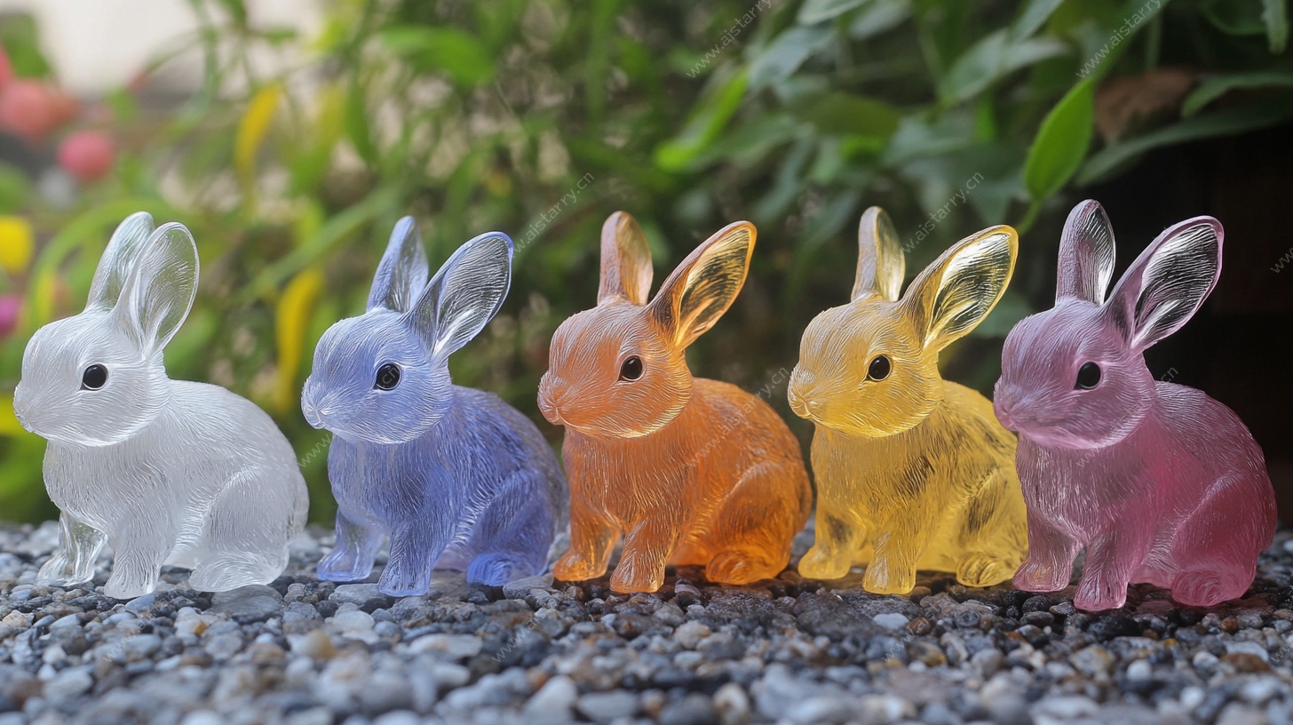 五彩水晶兔摆件