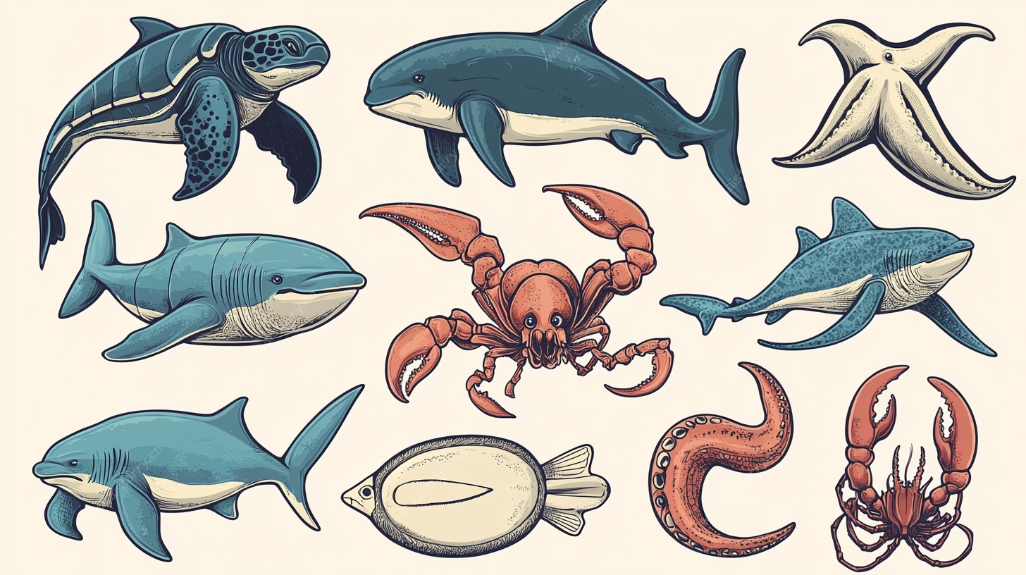 海洋生物插画集合