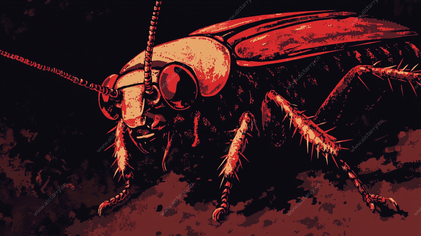 红棕甲虫插画特写