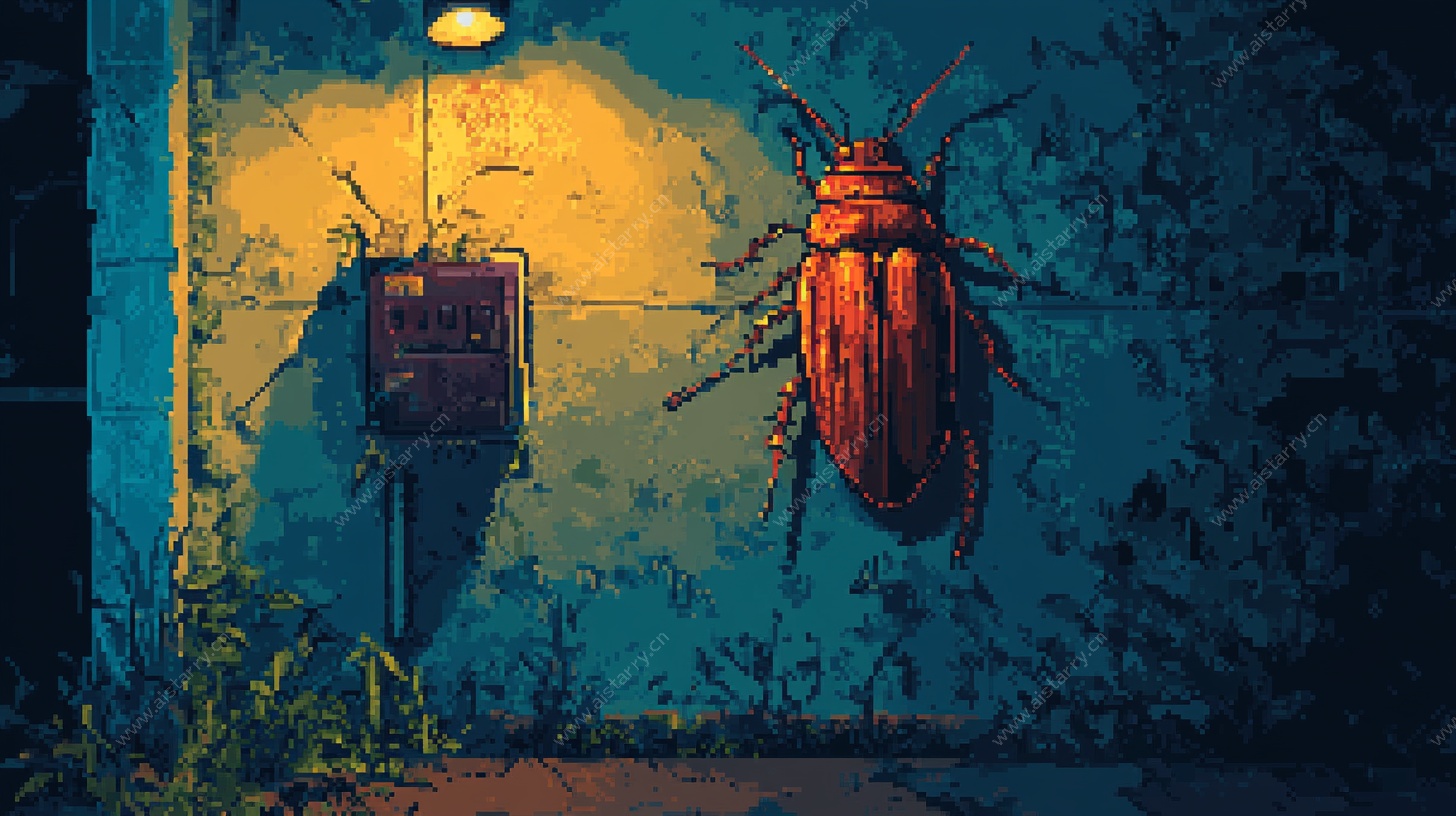 灯光下的巨型甲虫插画