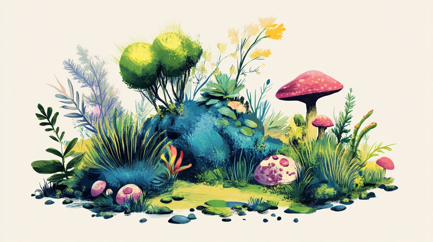梦幻森林微观植物插画