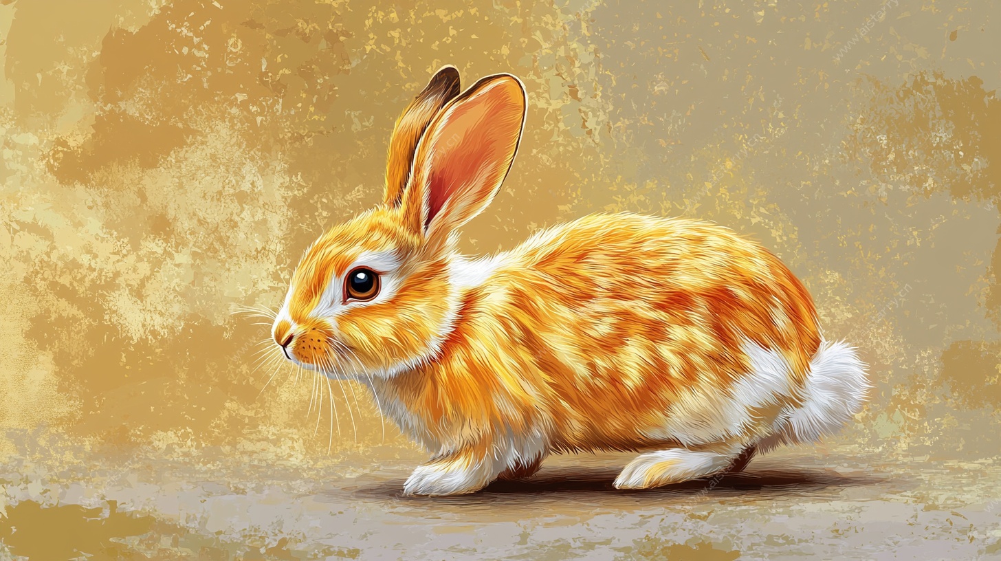 橙色斑纹兔插画